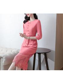 French fashion elegant atmosphere mid-length  t professional package hip Dress