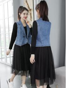 New style dress long-sleeved autumn women's temperament two-piece dress