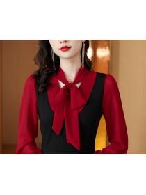 On Sale Color  Matching Stand Collars Dress 