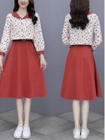 Autumn dresses high -end fashion doll collar top two -piece set