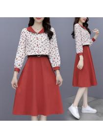 Autumn dresses high -end fashion doll collar top two -piece set