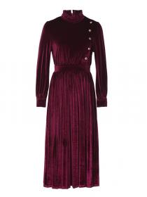 New style Plain pleated long dress mid-length velvet dress
