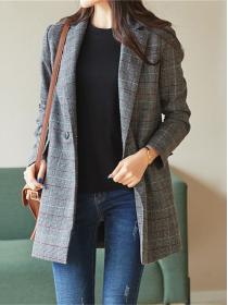 Korean style simple houndstooth double-breasted casual plaid Blazer