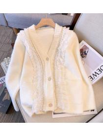 Celebrity loose and slim plush knitted sweater coat