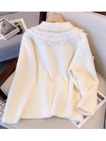 Celebrity loose and slim plush knitted sweater coat