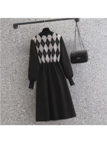 Autumn new plus size women's knitted dress