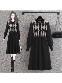 Autumn new plus size women's knitted dress