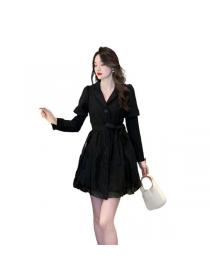 New style puffy black dress temperament slim dress