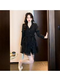 New style puffy black dress temperament slim dress