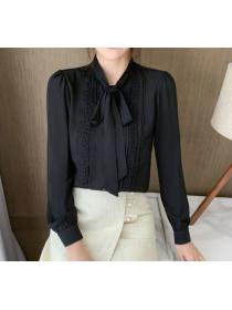 bow tie chiffon shirt long sleeve blouse