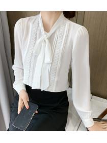 bow tie chiffon shirt long sleeve blouse