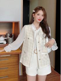 Autumn fashion Korean style Tweed vest for women
