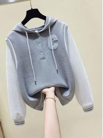 Korean style fake two-piece jacket loose matching sweater