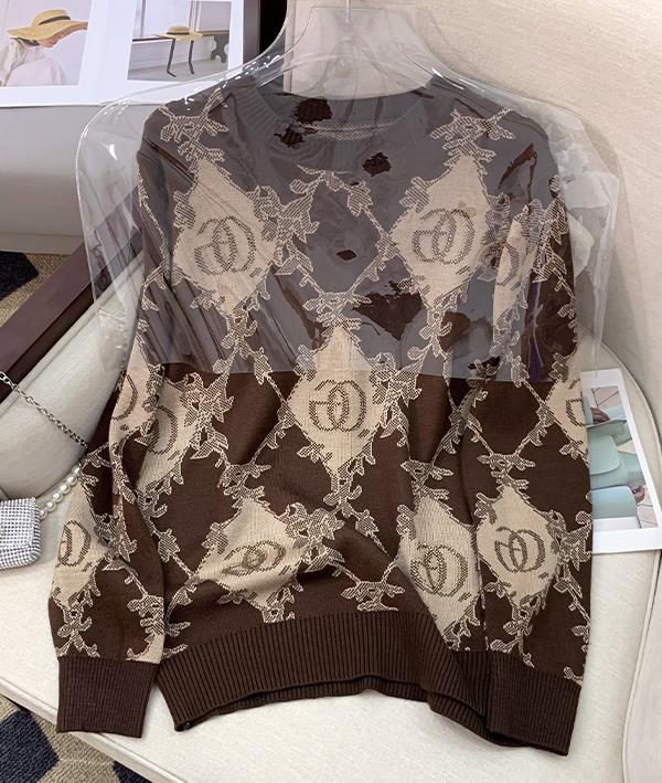 Outlet Printing Fashion Leisure Style Knitting Top