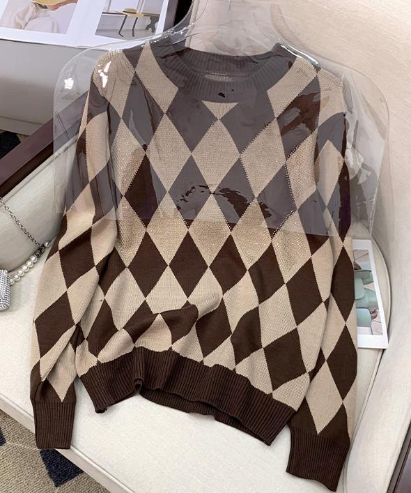 New Style Color Matching Loose Knitting Top