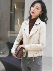 Women's pu leather jacket Plus size jacket