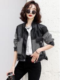 Autumn new Korean style casual short pu leather jacket