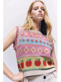  Sweet Fresh Flower Fashion Knitting Top 