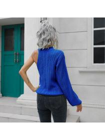 Women's Single shoulder sweater long sleeve lantern sleeve knitted pullover