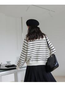 On Sale Stripe Color Matching Fashion Sweater