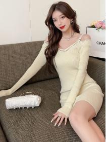 Winter sling hot drill strapless sexy knitted hip-full dress
