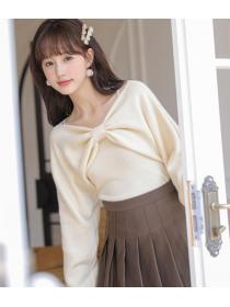 Sling bow shawl knitted two-piece set