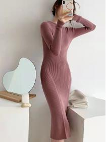 Winter fashion Sexy slim knitted dress Long dress