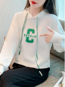 Autumn new Korean style loose embroidered Hoodies