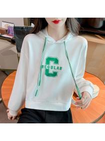 Autumn new Korean style loose embroidered Hoodies