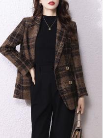 Women's autumn-winter plaid suit jacket