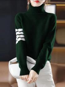 Casual matching high neck slimming Pullovers