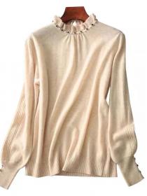 Elegant style stand collar knit Pullover for women