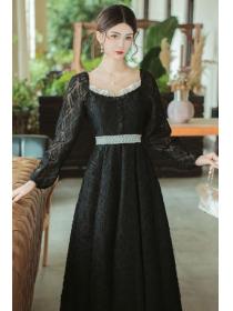 Black Fashion style vintage dress for fall