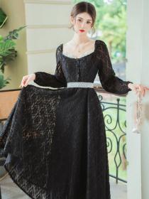 Black Fashion style vintage dress for fall