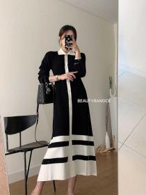Korean style chic autumn Knitted long dress