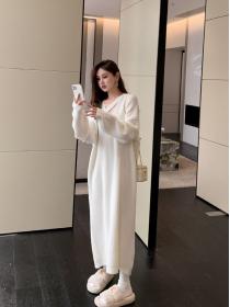 Winter ankle-length loose Solid color Knit dress