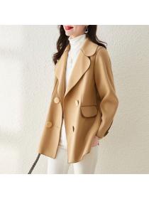 winter new fashion Korean style double breasted temperament wool coat