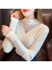 New style thickened lace knit pullover turtleneck pullover ladies top