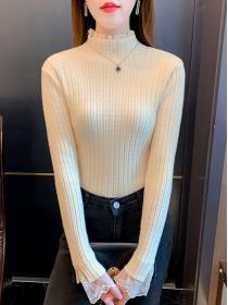 women's high neck long sleeve Winter new Pullovers knit slim top