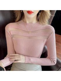 New knitwear women slim long sleeve high neck sweater