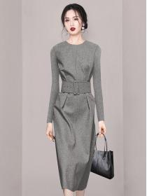 Korean style Autumn new Slim waist Fashion dress