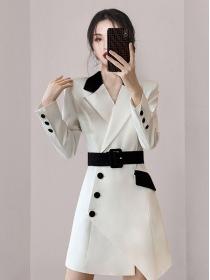 Korean style Autumn new Slim matching color Blazer dress