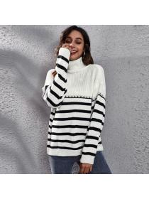 Turtleneck knit sweater winter new stripe knit Pullover