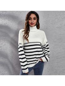 Turtleneck knit sweater winter new stripe knit Pullover
