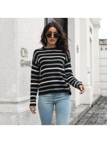 European style Stripe long sleeve knitted Sweater