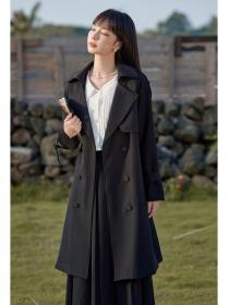 Korean style double breasted long coat
