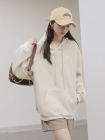Korean style loose and thick embroidered casual hoodie