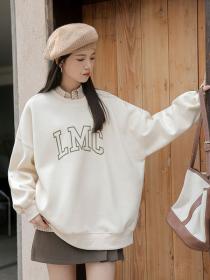 Loose casual round neck Letters print thick hoodies