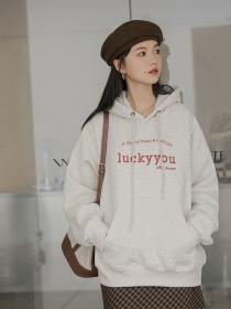 Vintage style thick hooded letters hoodie