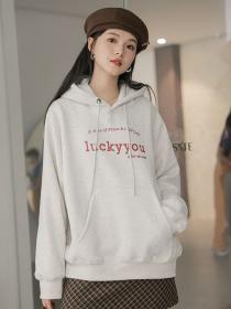 Vintage style thick hooded letters hoodie